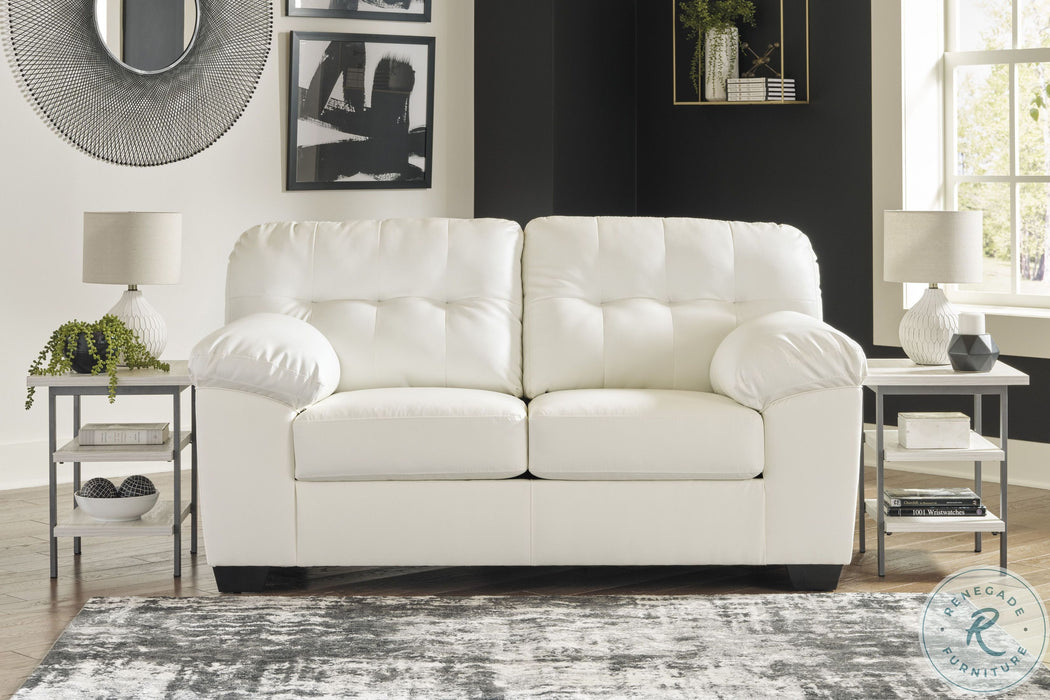 Donlen White Leather 2 Piece Living Room Set