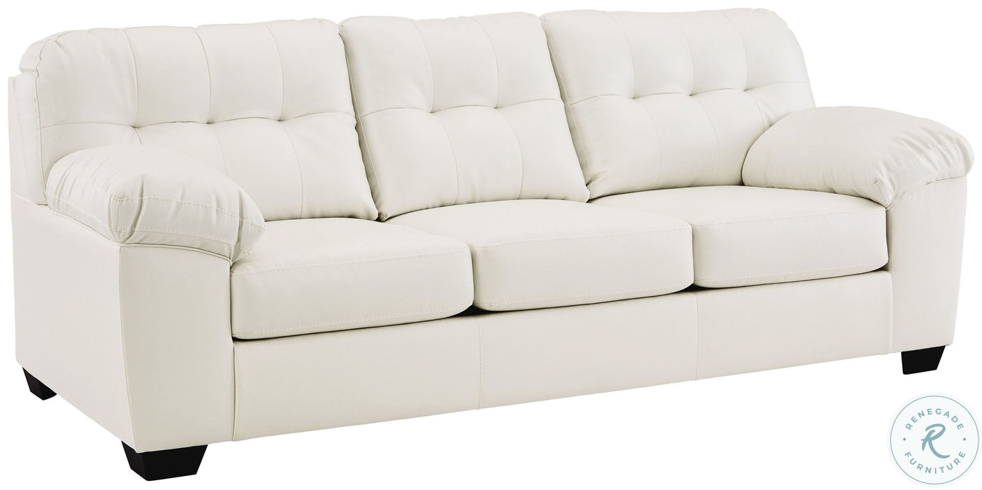 Donlen White Leather 2 Piece Living Room Set