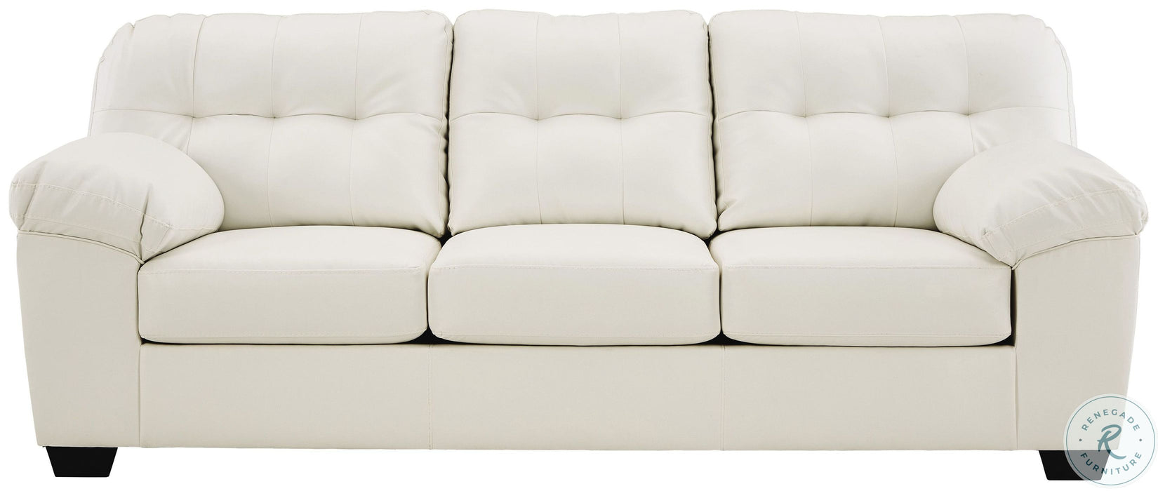 Donlen White Leather 2 Piece Living Room Set