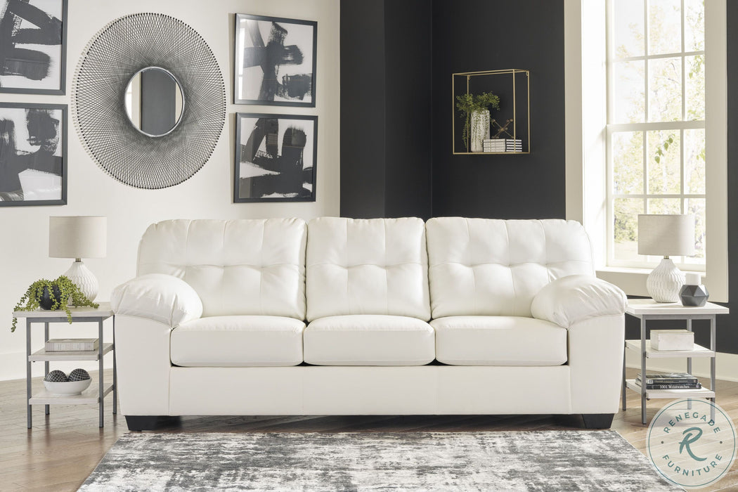 Donlen White Leather 2 Piece Living Room Set