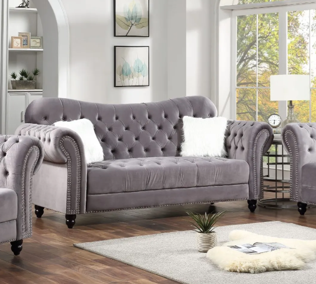 Gray Velvet Sofa