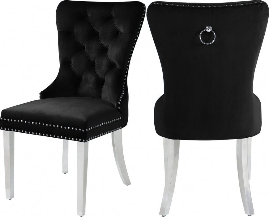 Andrea Velvet Tufted Dining Chair With Stainless Steel Legs