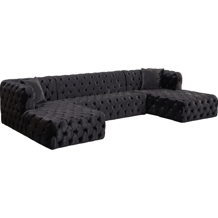 Sara Black Velvet 3 Piece Sectional