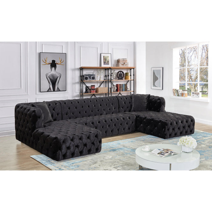 Sara Black Velvet 3 Piece Sectional