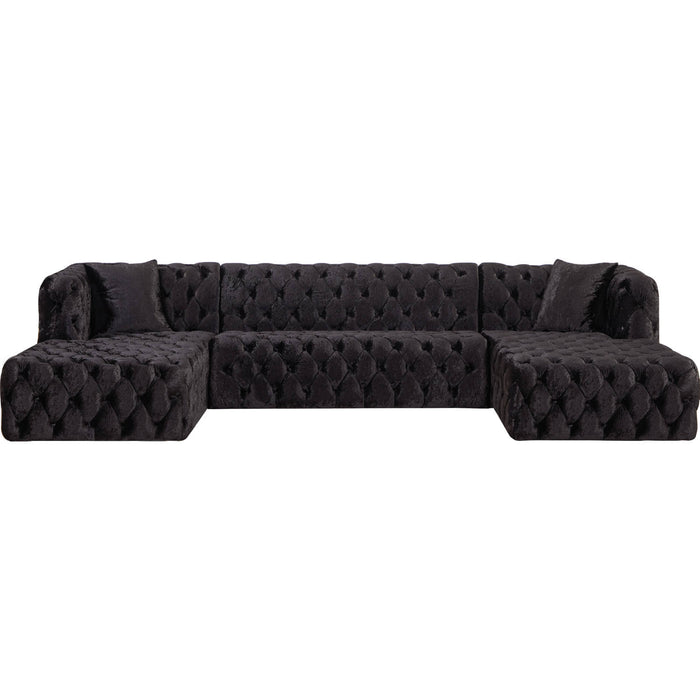 Sara Black Velvet 3 Piece Sectional