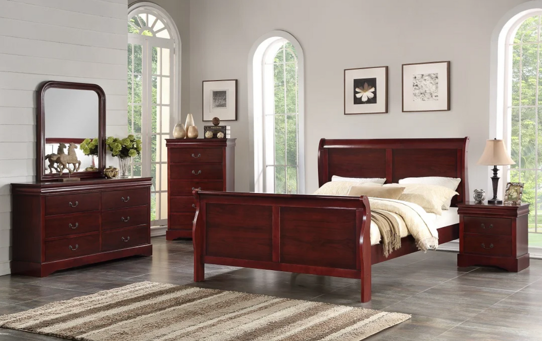 Louis Phillipe Bedroom Set 5Pc 4937 in Cherry by Lifestyle
