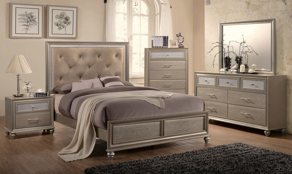 Lila Champagne 5 Piece Queen Bedroom Set