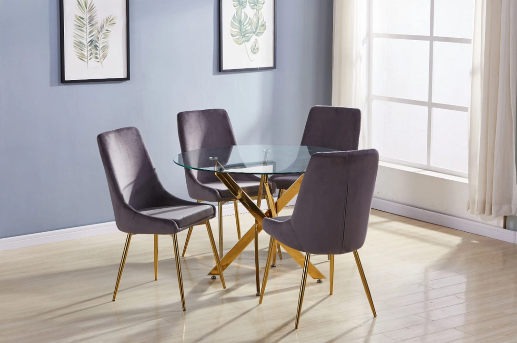 Round Gold 5 Piece Dining Room Set