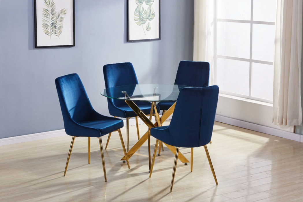 Round Gold 5 Piece Dining Room Set